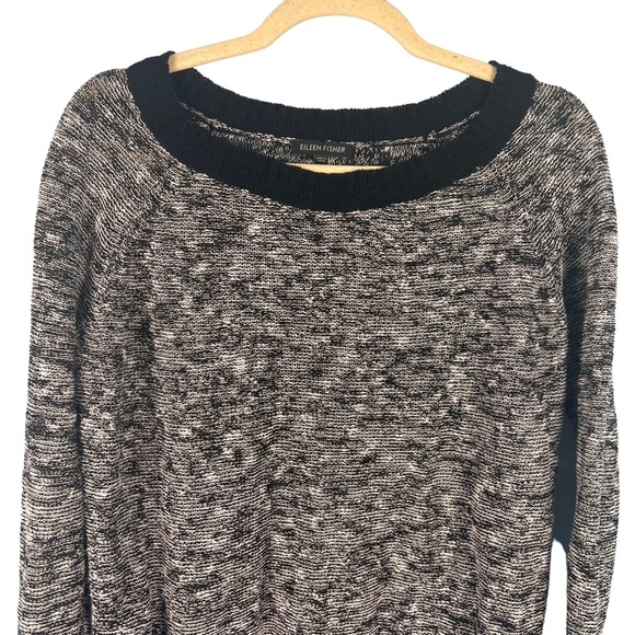 Eileen Fisher Melange Linen Twist Pullover Knit Sweater Size Small Black Casual - Picture 4 of 9